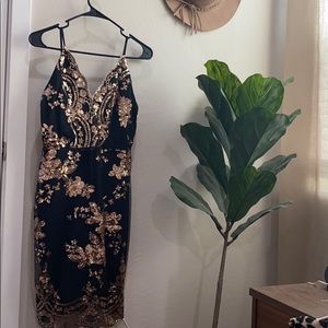 Rose gold sequin black dress
